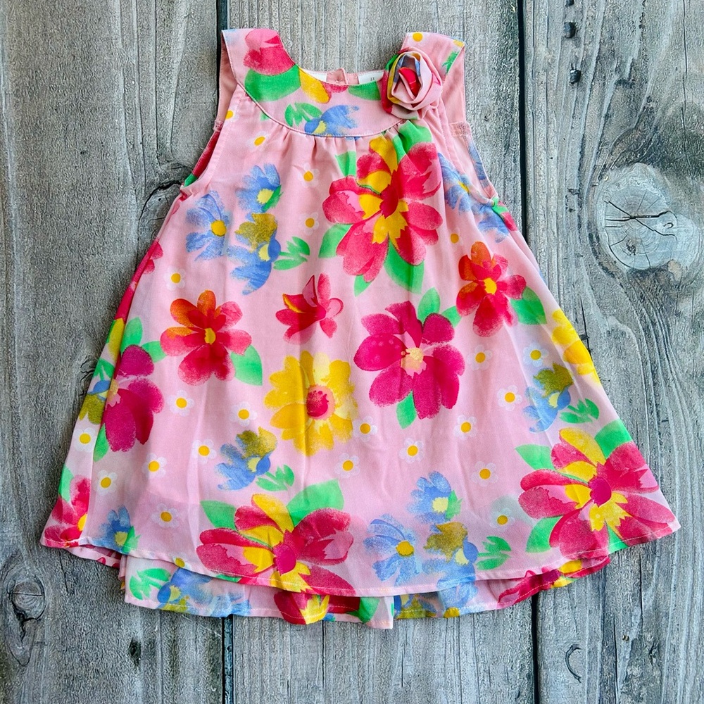Koala Kids size 3T Girls Sleeveless Floral Organza Dress Pink Multicolour